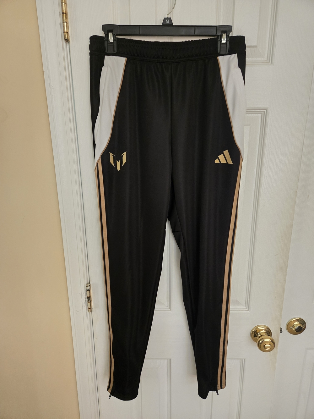 Adidas Black & Gold Athletic Track Pants - Messi Collection